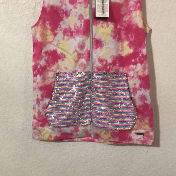 Guess Big Girls Cotton Sequin -Pockets Tie-Dyed Hoodie Sweater - Picture 4 of 8